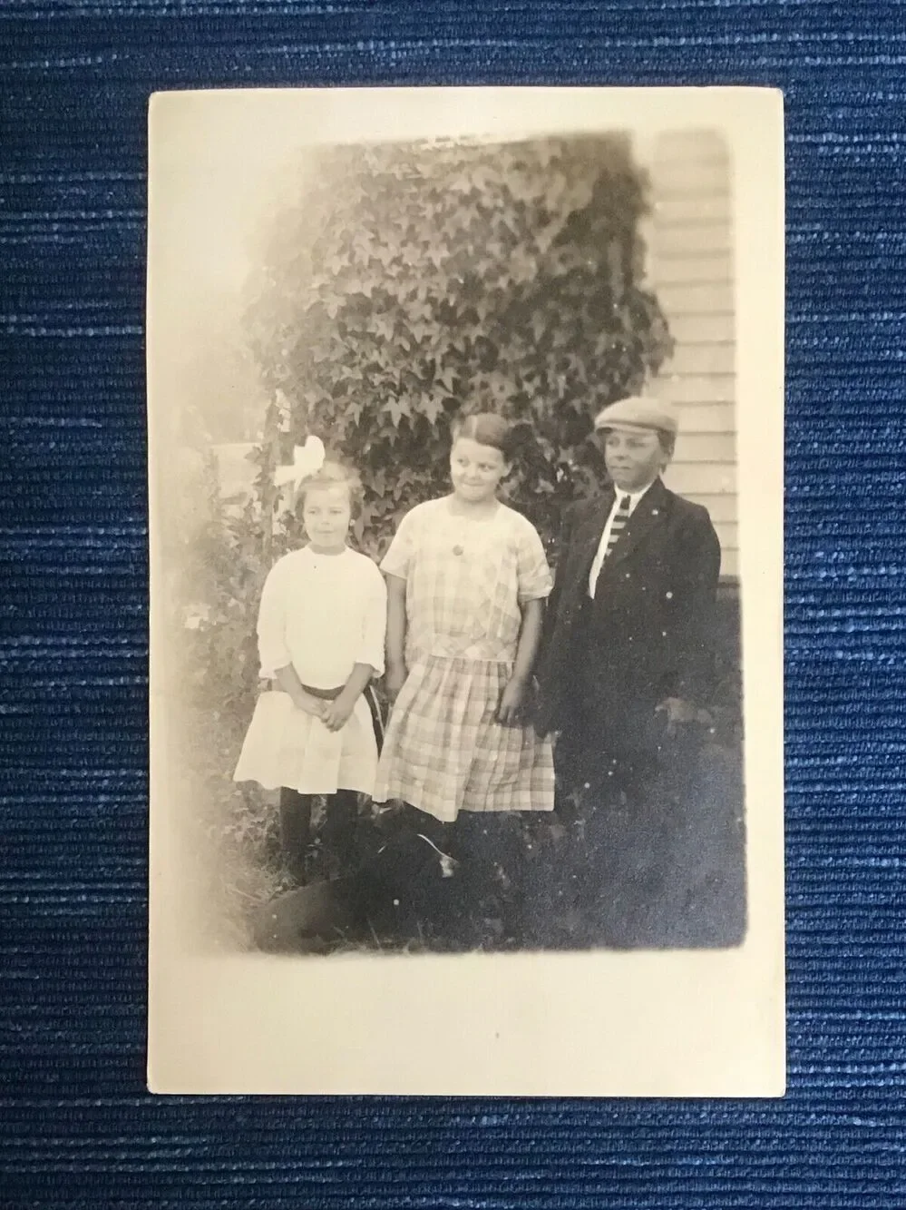 Vintage B/W Photo Postcard Unused Boy Girl